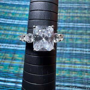 CZ Emerald Cut .925 Ring Signed JCL Size 10